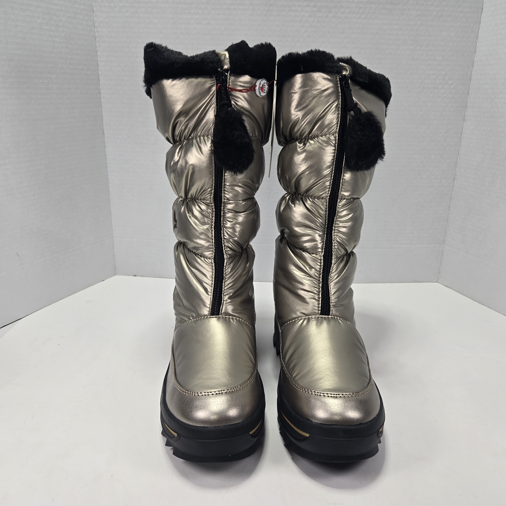 Pajar Toboggan 2.0 Gold Stellare Front Zip Nylon Snow Boots Women's Size 8.5 - Picture 2 of 15